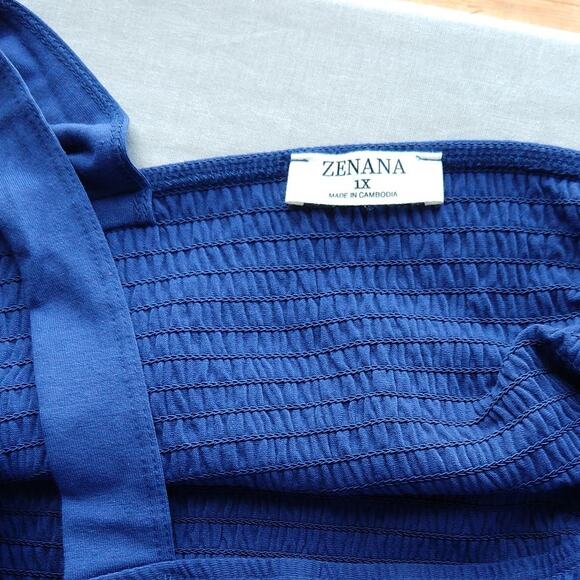 1X Zenana Smocked Tiered Midi Dress Lt Navy Blue Plus sized comfort brand new - Picture 7 of 14